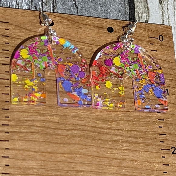 Hand Crafted Jewelry - Paint Splatter Acrylic Earrings NEW!